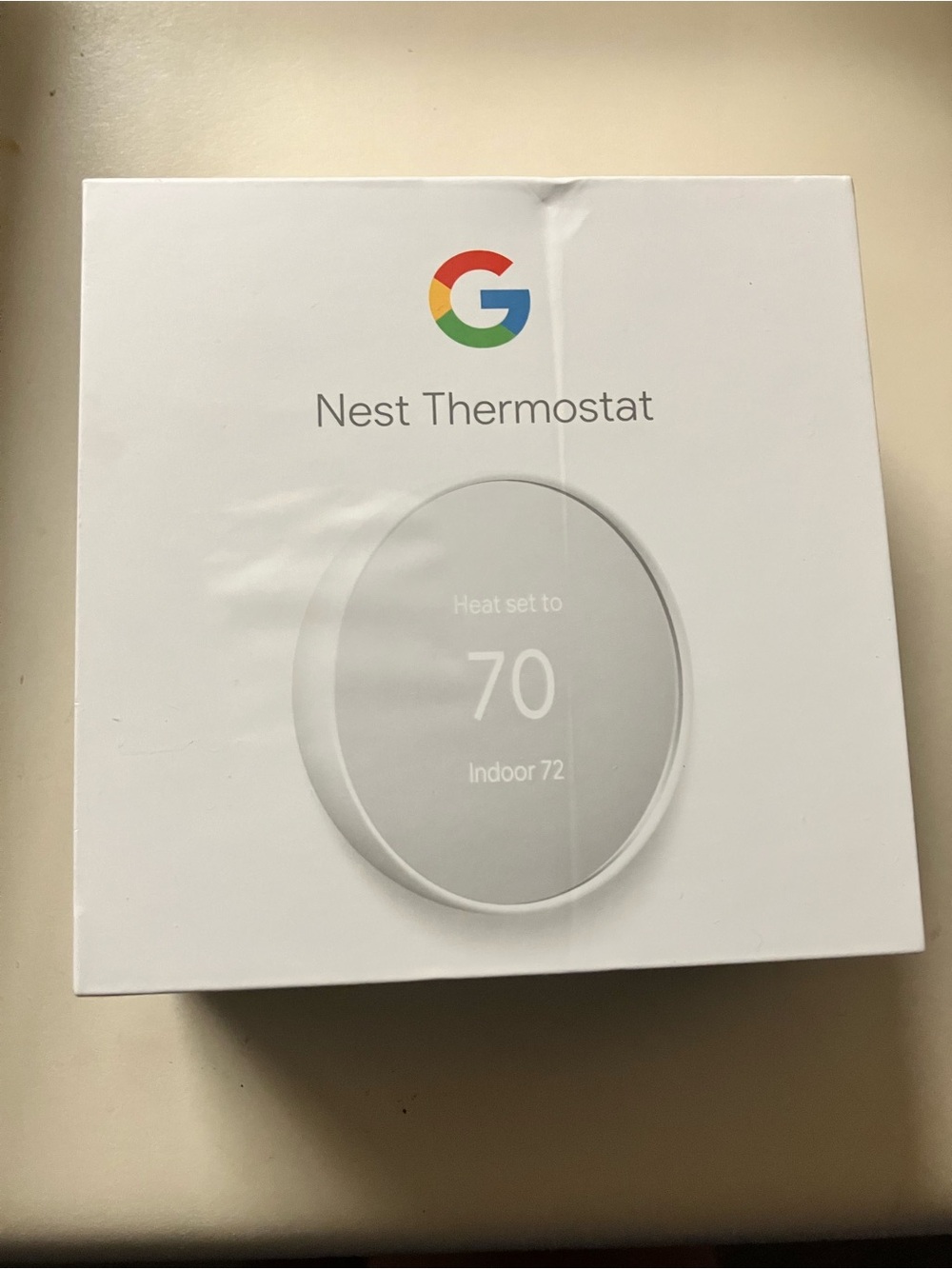 Google Nest Thermostat - White with Multicolor Logo
